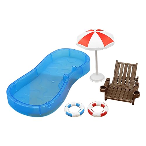 Zqkimzi Strandmodell Set, Miniatur Strandszene Strandstil Dekorationen Realistische Strandkörbe Vielseitig und Stabil Realistische Strandkorb Handwerk Schwimmring Ornament Strand Stil von Zqkimzi