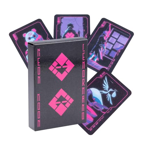 Zqkimzi Tarotkarten-Set, Einzigartiges Schwarz-Violett-Neonmond-Tarot, 40-Karten-Tarot-Wahrsagekarten, Tarot-Decks-Brettspiel-Komplettset, Tarotkarten Für Anfänger Und Experten, Schwarz-Violett-Neon von Zqkimzi