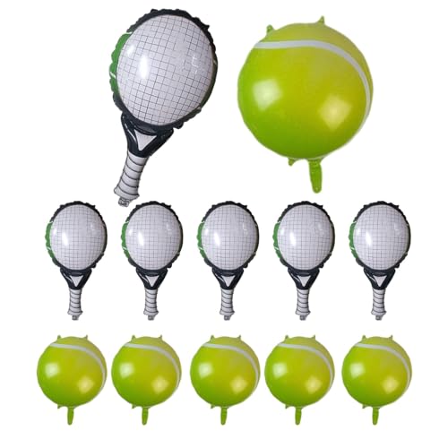 Zqkimzi Tennis-Party-Ballons, Set mit Tennisball-Folien- und Schläger-Ballons, Tennis-Motto-Partyzubehör, Schlägerform, realistisches Set für Kinder und Erwachsene von Zqkimzi
