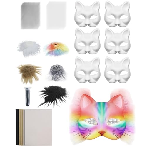 Zqkimzi Weiße Katzenmaske | Tiermasken-Set,Kostümzubehör Mit Mesh- Und Filzmaterial Für Karneval Maskenball Zqkimzi Weiße Katzenmaske | Tiermasken-Set,Kostümzubehör Mit Mesh- Und Filzmaterial Für Karneval Maskenball von Zqkimzi