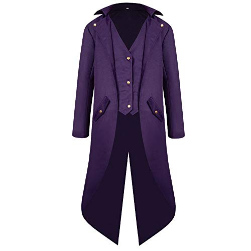 Zshosam Gothic Kleidung Herren Gothic Steampunk Frack Mantel Männer Mittelalter Viktorianischen Vintage Jacke Uniform Lange Smoking Für Karneval Fasching Halloween Kostüm Party Cosplay Verkleidung von Zshosam