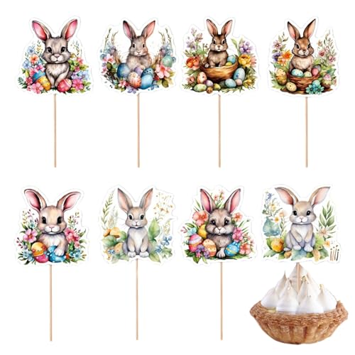 Zuasdvnk Cupcake-Topper „Ostereier“, Cupcake-Topper „Osterhase“ - Osterhasen-Kuchenaufsatz - Oblaten-Reispapier-Kuchenaufsatz, Dekoration für Ostern und Geburtstag von Zuasdvnk