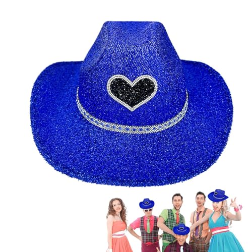 Zuasdvnk Glitzernder Cowboyhut, Western-Hut, glitzernd, Disco-Cowboyhut, Kostümzubehör, Party-Kopfbedeckung, Cosplay-Requisiten für Männer und Frauen von Zuasdvnk