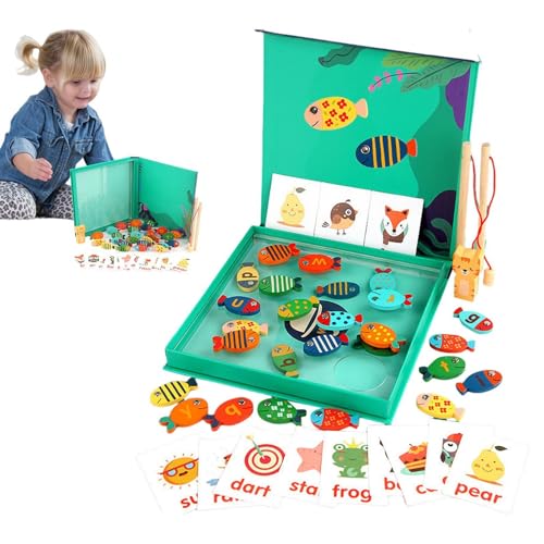 Zuasdvnk Kinder-Angelspiel, magnetisches Angelspielzeug,Kleinkindspielzeug Alphabet-Spiele | Feinmotorikspielzeug, Lernspielzeug aus Holz, Wortspiel, Magnet-Angelspielzeug für und Mädchen ab 3 Jahren von Zuasdvnk