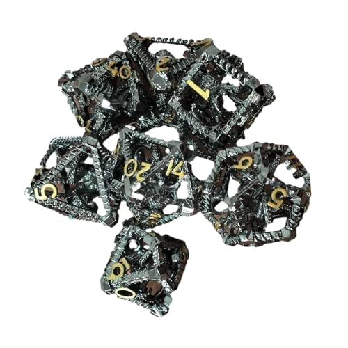 Zuasdvnk Rollenspiel Dragon Dice, Metal Hollow Dice Set - Steampunk Polyedral Dice Games Set - Unique Metal Family Night Brettspiel RPG -Accessoires für Zuhause, Wohnheim, Schule von Zuasdvnk