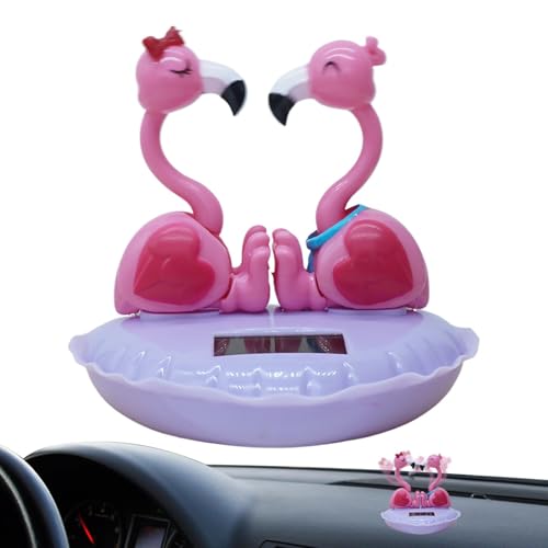 Zuasdvnk Solar Tanzender Flamingo,Solarbetriebener Tanzender Flamingo - Mittelkonsole Wackelkopf Flamingo,Valentinstag-Auto-Armaturenbrett-Schüttelkopf-Dekoration, Desktop-Armaturenbrett-Ornament für von Zuasdvnk