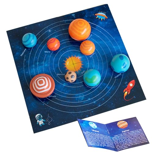 Zuasdvnk Sonnensystem-Puzzle, Planeten-Puzzle | Lernrätsel zum Sonnensystem,Hölzerne Weltraum-Planeten-Sonnensystem-Puzzles für Kleinkinder, 3D-Puzzles für Kinder im Vorschulalter, Spielzeug für von Zuasdvnk
