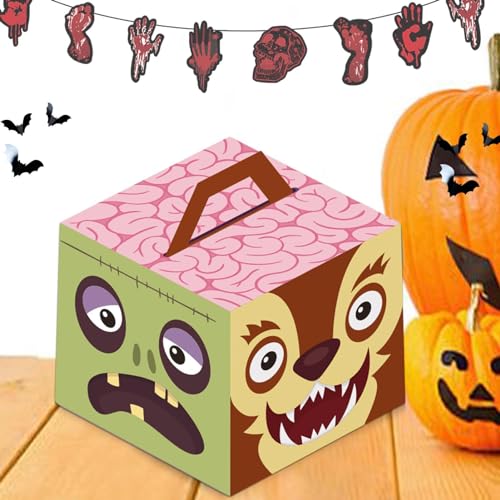 Zuasdvnk Süßes oder Saures Box,Neuartige Halloween-Plätzchenboxen - Festliche und kreative Papierschachteln für Halloween-Kinderschokolade, Erdbeerbonbons, Kekse von Zuasdvnk