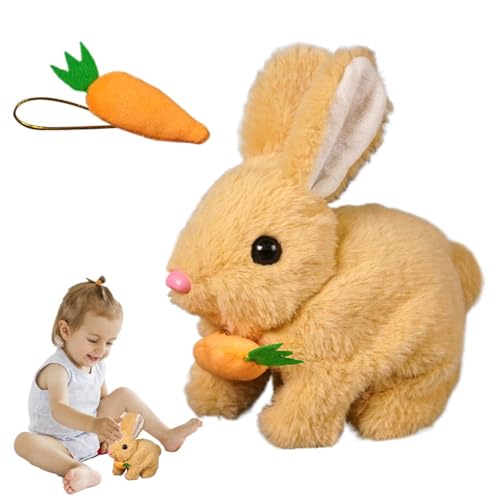 Zuasdvnk Walking Bunny Toy, Osterplüsch -Stoffbasen | Hoping Plush Interactive Bunny,Vorschulpädagogik -Lernspielzeug mit Wackelohren zuckt Nase für Mädchen von Zuasdvnk