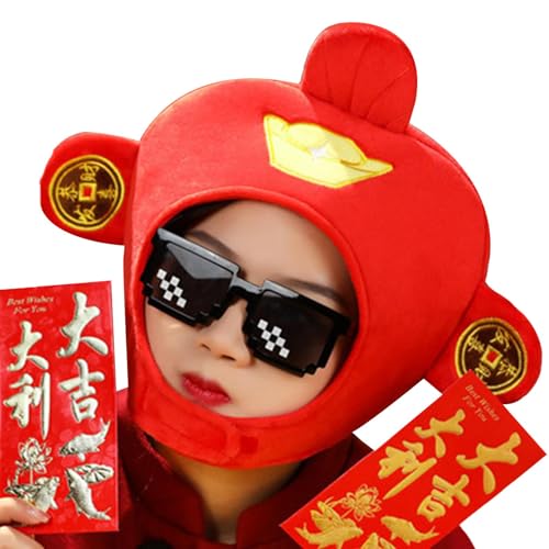 Zubehors Chinesische Neujahrshüte, Cosplay-Hut - Plüsch-Rollenspielhut - Rollenspiel-Outfits, Kopfschmuck für Erwachsene, chinesischer Gott des Reichtums, Kopfbedeckung für Kostümzubehör, Requisite von Zubehors