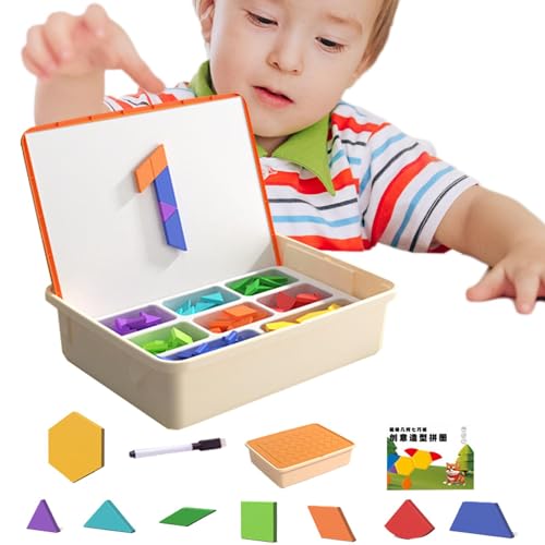 Zubehors Geometrische Formpuzzles für Kinder, magnetische Tangram-Blöcke | Montessori Tangram-Puzzle für Kinder,Kreatives Puzzle-Brett für Kinder, magnetisches Lernspielzeug für Kinder von Zubehors