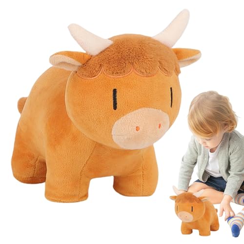 Zubehors Highland Cow Plüschtier,Highland Cow Plüschpuppe,Niedliche Hochlandkuh-Plüschtiere | Umarmbares Sofa-Bett-Dekor, Tier-Überwurfkissen, weich für Wohnzimmer, Schlafzimmer, Kinderzimmer von Zubehors