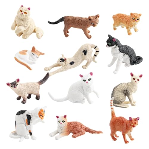 Zubehors Kleine Katzenfigur, Katzenfiguren-Set, Lernspielzeug für Kätzchen, Katzenfiguren, Katzentierfiguren Spielzeug, süß für Kinder von Zubehors