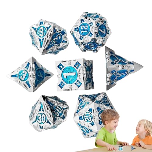 Zubehors Spielwürfel-Set, Metallwürfel-Set, Mehrzweck-Spielwürfel für Rollenspiele, 7X tragbares lustiges Kinderspielzeug, buntes Würfelset, Würfelset für Rollenspiele, Brettspiele, Familienfeier von Zubehors