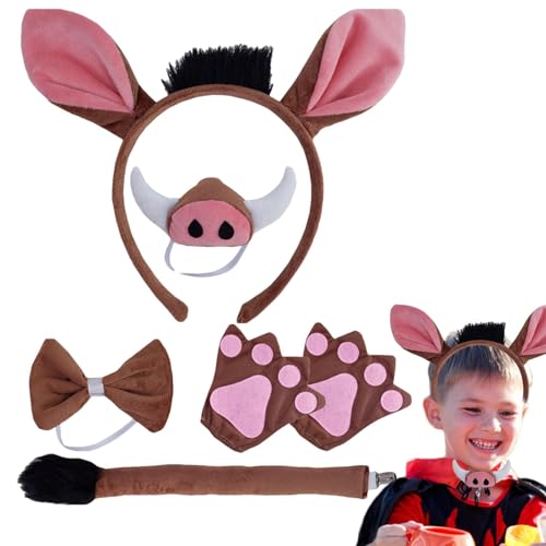 Zubehors Tier-Cosplay-Kostüm, Tierkostüm-Zubehör,Dress up Halloween Warthogs Cosplay Kit | Weiche und bequeme Kostüm-Requisiten für Bühnenauftritte, Halloween-Kostümpartys, Cosplay-Partys von Zubehors