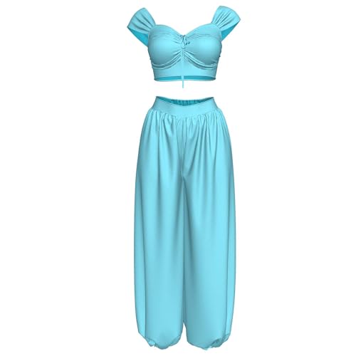 Zueck Prinzessin Jasmine Kostüm Indien Bauchtanz Arabisches Kleid Party Weihnachten Halloween Cosplay Outfit Blau von Zueck