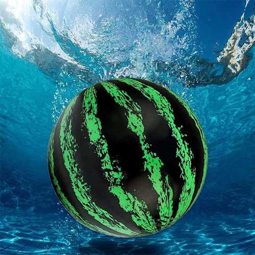 Zueyen Wassermelonenball, Unterwasser Pool Spielzeug 9 Zoll Aufblasbarer Poolball mit Schlauchadapter für Unterwasserspiel Passing, Boying, Dribbling, Tauchen, 22,9 cm. Ball füllt mit Wasser von Zueyen