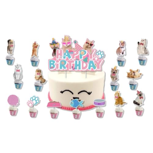 16 stücke Katze Kuchen Topper katze Cupcake Dekoration Katze Party Liefert katze Party Baby Duschen Geburtstag Party katze Thema Party Liefert (cat) von Zuisytm