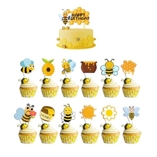 25 Stück Biene Kuchen Topper niedliche Biene Cupcake Dekoration Biene Party Supplies Biene Party Baby Showers Geburtstag Party Biene Thema Party Supplies von Zuisytm