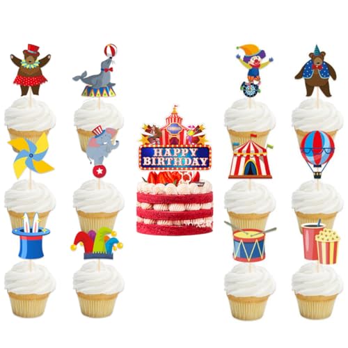 25 Stücke Zirkus Kuchen Topper Zirkus Cupcake Dekoration Zirkus Party Supplies Zirkus Party Baby Showers Geburtstag Party Zirkus Thema Party Supplies von Zuisytm