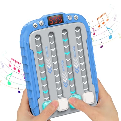 Rhythmus-Spielautomat für Kinder,Quick-Push-Spiel Lernspielzeug mit Musik und Licht,Handheld-Puzzle-Spielautomat für 3-15Jahren Kinder,Kinder das die Handgeschwindigkeit und Die ReflexeTrainiert(blau) von ZukQvrivelig