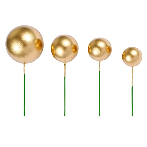 Zunedhys 40 StüCke Kuchendeckel Mini Gold Ball Cupcake Topper Kuchendekorationen für Geburtstag Hochzeit Kuchen Dekoration ZubehöR von Zunedhys