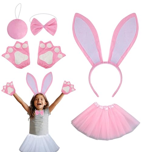 Zunetsutock Kinder Bunny Kostüm - farbenfrohe Ohren Stirnband Schwanz Set - süße -Stirnbandzubehör, Partys Vorräte für Frauen, Mädchen, Mädchen von Zunetsutock