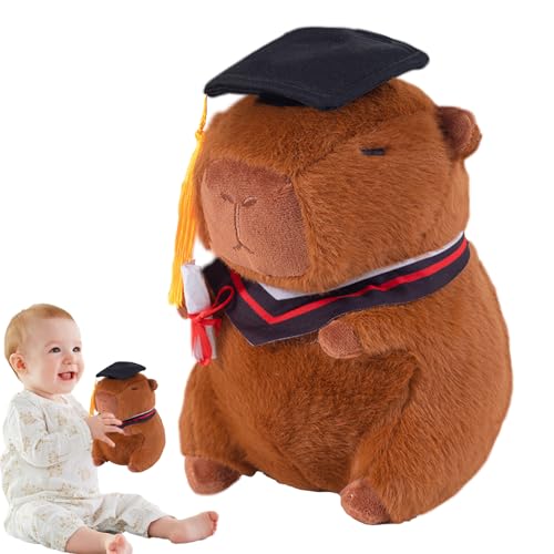 Capybara Plüschtier – Stofftier mit Absolventen, niedliches Kissen | Realistisches Design von 9 Zoll Capybara, weicher Plüsch-Abschlusshut, dekoratives Souvenir, Geschenk Capybara Plüschtier – Stofftier mit Absolventen, niedliches Kissen | Realistisches Design von 9 Zoll Capybara, weicher Plüsch-Abschlusshut, dekoratives Souvenir, Geschenk von Zunishaone