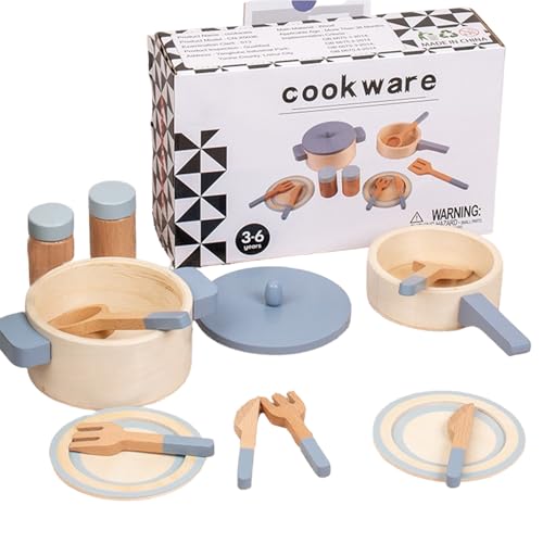Holzspielzeug - Kinderküchenspielset, 10 -teilige Kochutensilien mit Tellern, Töpfen, Pfannen | Perfekt für pädagogisches Lernen, Rollenspiele Spaß, Heimspiel, Geburtstagsüberraschungen, We Holzspielzeug - Kinderküchenspielset, 10 -teilige Kochutensilien mit Tellern, Töpfen, Pfannen | Perfekt für pädagogisches Lernen, Rollenspiele Spaß, Heimspiel, Geburtstagsüberraschungen, We von Zunishaone