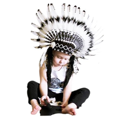 Indianer Stil Kopfschmuck | Indianer-Kopfschmuck mit Federn | Kostümzubehör für Erwachsene | Ideal für Themenpartys, Rollenspiele, Festivals, Fotoshooting, Shows, Karneval und Cosplay von Zunishaone