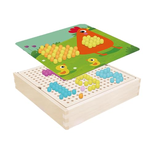 Pilznagel -Puzzle - 240pcs Holznägel mit perforiertem Panel | montesori Bildungsspiel, kreative Entwicklung von Kindern | Holzspeicherbox, Pilznägel von Zunishaone