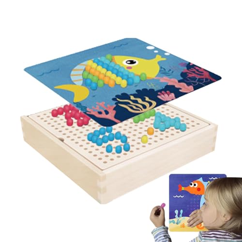 Pilznagel -Puzzle - 240pcs Holznägel mit perforiertem Panel | montesori Bildungsspiel, kreative Entwicklung von Kindern | Holzspeicherbox, Pilznägel von Zunishaone