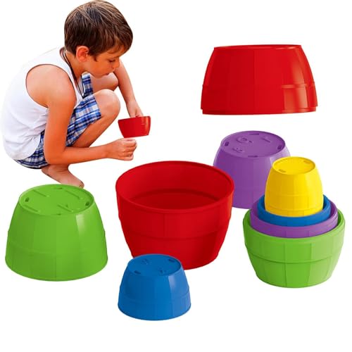 Zunishaone Badewannenstapel-Tags, stapelbare Becher für Kinder - ENTWICKLUNG SENSORY WASSERSPIEL SPIEL WASSER SPIEL CAPS - Spielzeug Spielzeug für das Badezimmer Badezimmer Spiel Stack für von Zunishaone