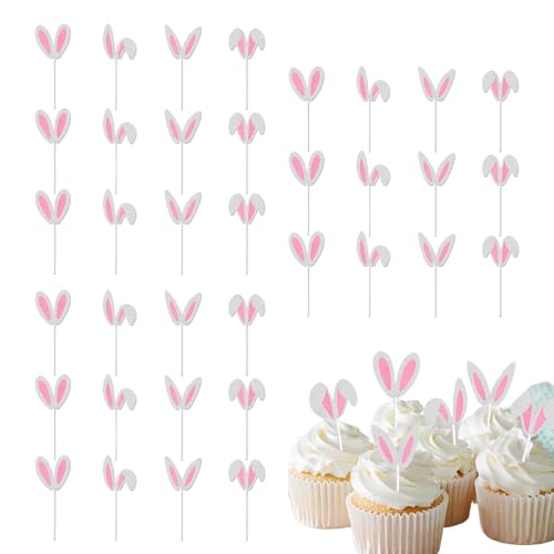 Zunishaone Häschen-Kuchenaufsatz, Häschen-Cupcake-Aufsatz,36 Stück Hasen-Kuchendekorationen Kaninchen-Kuchenaufsatz - Kaninchen-Cupcake-Topper, lustige Osterhasen-Dekorationen für Kuchen, Desserts von Zunishaone