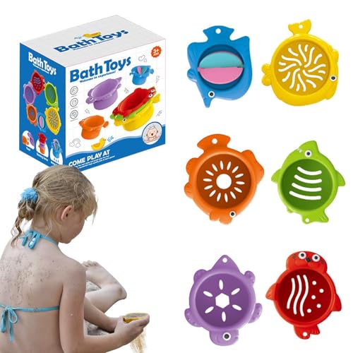 Zunishaone Stapelbares Becher-Spielzeug, stapelbare Becher der Badewanne - ENTWICKLUNG SENSORY ALTENTION WASSERSPIEL SPIELE CAPS | Spielzeug für das Badezimmer Gebäude Spielzeug Stapel für Kinder von Zunishaone