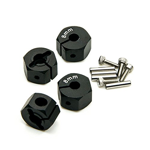 ZuoLan 1 Set Aluminum 12mm Rad-Hex Felge Hex Hub Mutternkappen Pin Set Fuer 1/10th RC Modell Auto (Schwarz, 8MM) von ZuoLan