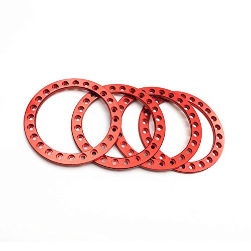 XUNJIAJIE 4 Stück 1.9 Zoll Felge Felgenringe Beadlock Ersatz Rad-Ring für 1/10 Crawler Axial SCX10 Modell-Auto 1.9 Zoll Felge (Rot) von ZuoLan