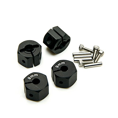 ZuoLan 1 Set Aluminum 12mm Rad-Hex Felge Hex Hub Mutternkappen Pin Set Fuer 1/10th RC Modell Auto (Schwarz, 9MM) von ZuoLan