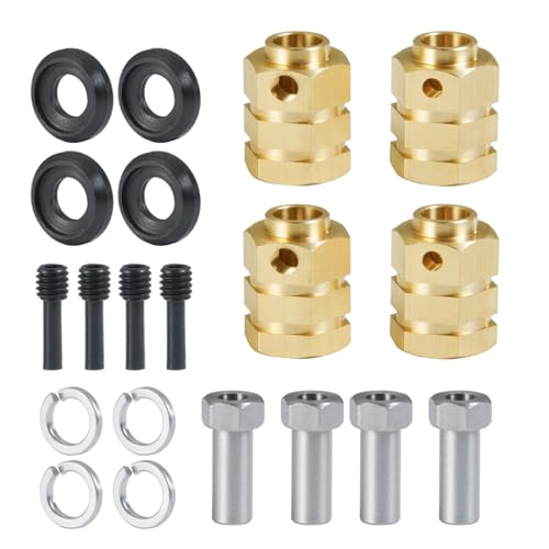 ZuoLan 12mm Brass Wheels Spacers +15mm Extension Wheel Hubs Hex for TRX4 1/10 RC Crawler Truck Car von ZuoLan