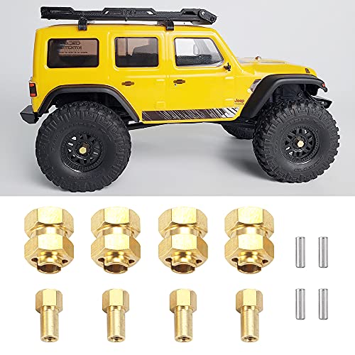 ZuoLan Brass 7mm Wheels Hex Hub +4mm Extension Hex Drive Combiner for 1/24th Axial SCX24 AXI90081 RC Crawler Car Upgrades Zubehör von ZuoLan