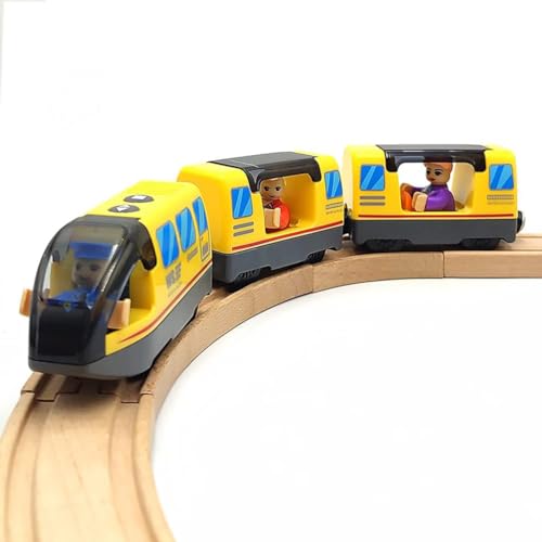 Batteriebetriebenes Action-Lokomotiv-Zugset für Holzeisenbahnschienen (magnetisch) - Kompatibel mit Thomas die Lokomotive, Brio-Zugset für Kleinkinder im Alter von 3 4 5 Jahren (ohne holz-gleise) von Zuoan