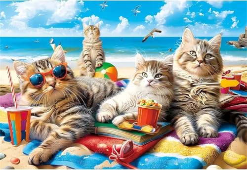 Puzzle Erwachsene 700 Teile,Strand Möwe Katze Puzzle Adults,Puzzles für Erwachsene Lernspiel Herausforderungsspielzeug für Gift Home Decor Framed Puzzle Erwachsene 700 Teile,Strand Möwe Katze Puzzle Adults,Puzzles für Erwachsene Lernspiel Herausforderungsspielzeug für Gift Home Decor Framed von Zuooyi
