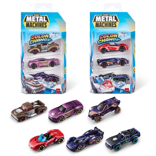 Zuru Metal Machines 67116 Metal Machines Color Change Car Series 4, (6 Pack), Stile können variieren Rennwagen, Die-Cast Auto, Spielzeugauto, Farbwechsel von Zuru Metal Machines