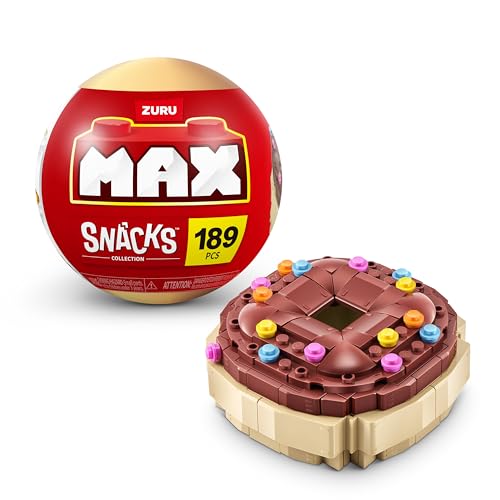 MAX Premium Snacks Bausteine, Krapfen (bis zu 200 Teile, 6 zum Sammeln). Bausteine für Teenager, Erwachsene und Sammler. Baue, sammle und präsentiere deine Sammlung an leckeren Snacks! von MAX