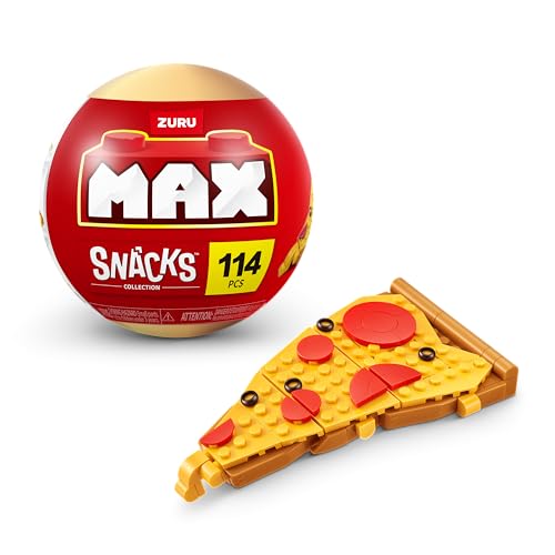 MAX Premium Snacks Bausteine,Pizza (bis zu 200 Teile, 6 zum Sammeln). Bausteine für Teenager, Erwachsene und Sammler. Baue, sammle und präsentiere Deine Sammlung an leckeren Snacks! von Zuru