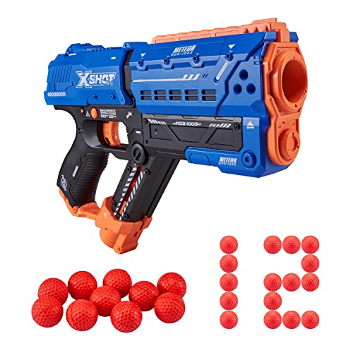 X-Shot Chaos Meteor Round Dart Blaster (12 Schuss), Blauer Spielzeug-Blaster von Zuru