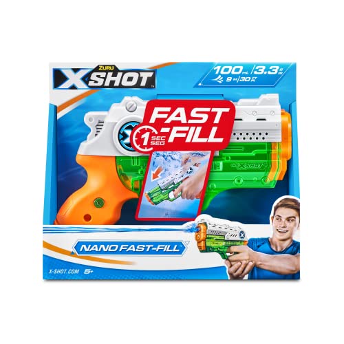 ZURU - XSHOT – Fast Fill – Nano – Water Blaster – Wasserpistole – Outdoor-Spiel – Schnelles Befüllen – Schießt bis zu 9 m – 56333-2023 von Zuru