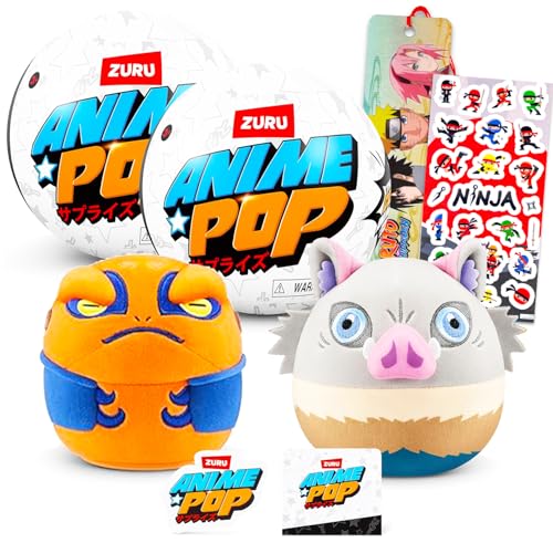 Zuru Anime Pop Mystery Set – 2 Pack Anime Pop Surprise Mini Anime Plüschtiere Mystery Bundle mit Aufklebern, mehr | Anime Pop Plüschtiere für Kinder von Zuru