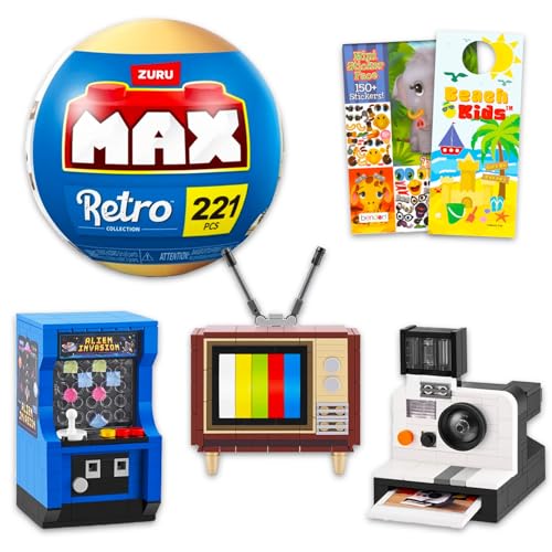 Zuru Max Retro Builds Set für Kinder – Paket mit Zuru Max Retro Bricks Blind Ball plus Aufklebern und mehr | Zuru Max Retro Collection Brick Building Set Zuru Max Retro Builds Set für Kinder – Paket mit Zuru Max Retro Bricks Blind Ball plus Aufklebern und mehr | Zuru Max Retro Collection Brick Building Set von Zuru