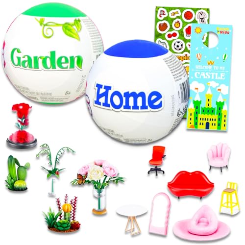 Zuru Mini Brands Haus und Garten Set - Bundle of Home Collection mit zwei Mystery Balls und Aufklebern | Miniatur-Blindballspielzeug für Kinder und Erwachsene von Zuru